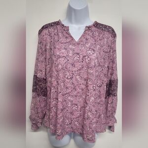 Style & Co S Lightweight Top Tie Sleeve Ends Stretch Paisley